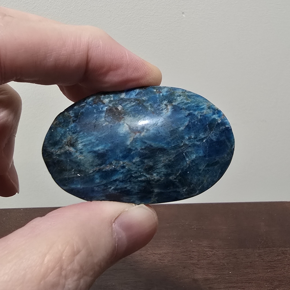 Blue Apatite Crystal Palmstone #A